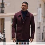 MODFUL Abrigo de lana para hombre, corto, cálido, informal, abrigo de invierno, chaqueta de estilo trench, abrigo tipo capa, granate, S: Amazon.es: ...