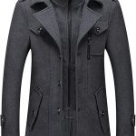 Abrigo De Invierno Abrigo Corto Para Hombre Abrigo De Lana Negro Cuello Alto Para Hombre Abrigo De Invierno Cálido Corto Ajustado Chaqueta De Invierno ...