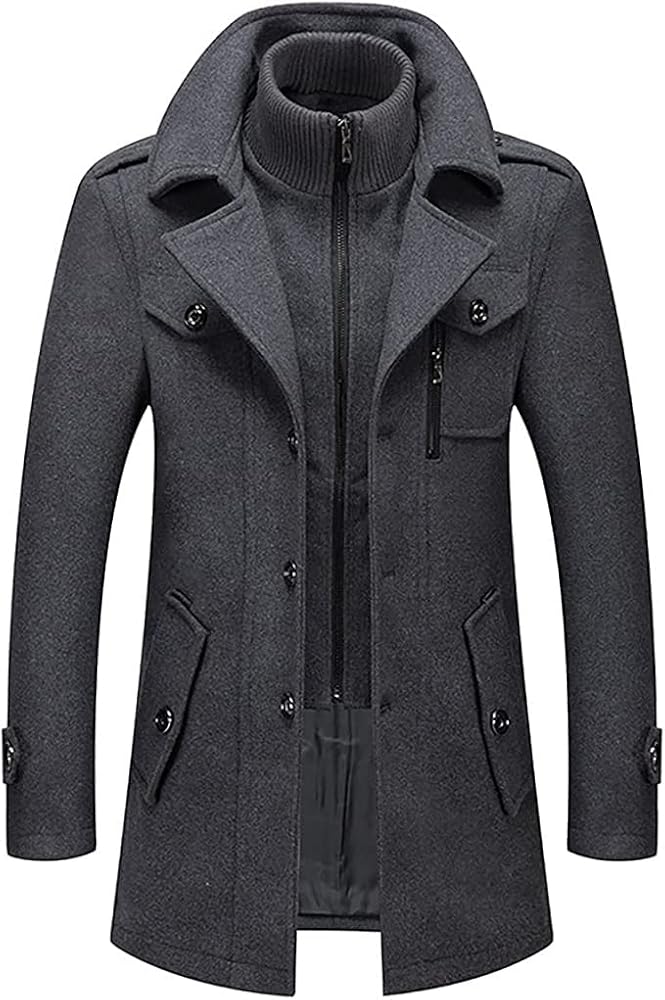 abrigo-corto-hombre-494oou-1.jpg Abrigo De Invierno Abrigo Corto Para Hombre Abrigo De Lana Negro Cuello Alto Para Hombre Abrigo De Invierno Cálido Corto Ajustado Chaqueta De Invierno ... - Imagen 1