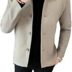 Abrigo de algodón para hombre, otoño e invierno, chaqueta corta de lana, rompevientos de moda, chaqueta juvenil, beige, S: Amazon.es: Moda