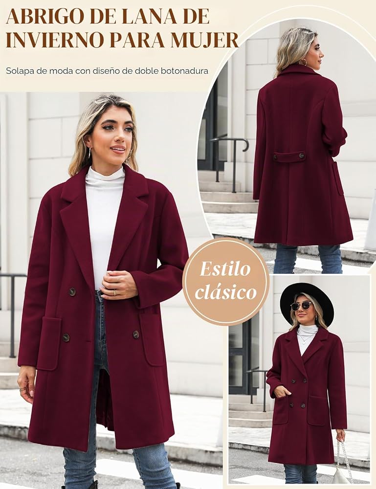 abrigo-de-lana-664wgv-1.jpg CMTOP Abrigo Mujer Lana Cuello en V Solapa Abrigos Invierno Largo Térmico Chaqueta Otoño Invierno de Lana Chaquetas Recto Doble Faz de Elegantes con Bolsillos(Borgoña, M): Amazon.es: Moda - Imagen 1