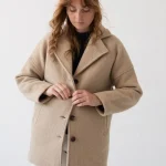 Abrigo beige para mujer de lana merino Hecho en España Fieito
