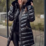 Chaqueta larga acolchada abrigo de invierno con capucha para mujer negro Bolf 5M3162