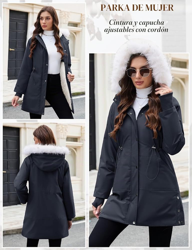 abrigo-de-mujer-937mak-1.jpg Vijamiy abrigo mujer de invierno chaqueta parka chaquetas Termico Abrigos Cálido Elegante Winter Jacket con Capucha Bolsillos(Azul marino,S): Amazon.es: Moda - Imagen 1