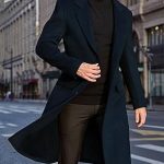 ECDAHICC Abrigo de lana para hombre, informal, entallado, largo, cuello con muesca, abrigo con solo una fila de botones, abrigo de invierno cálido, ...