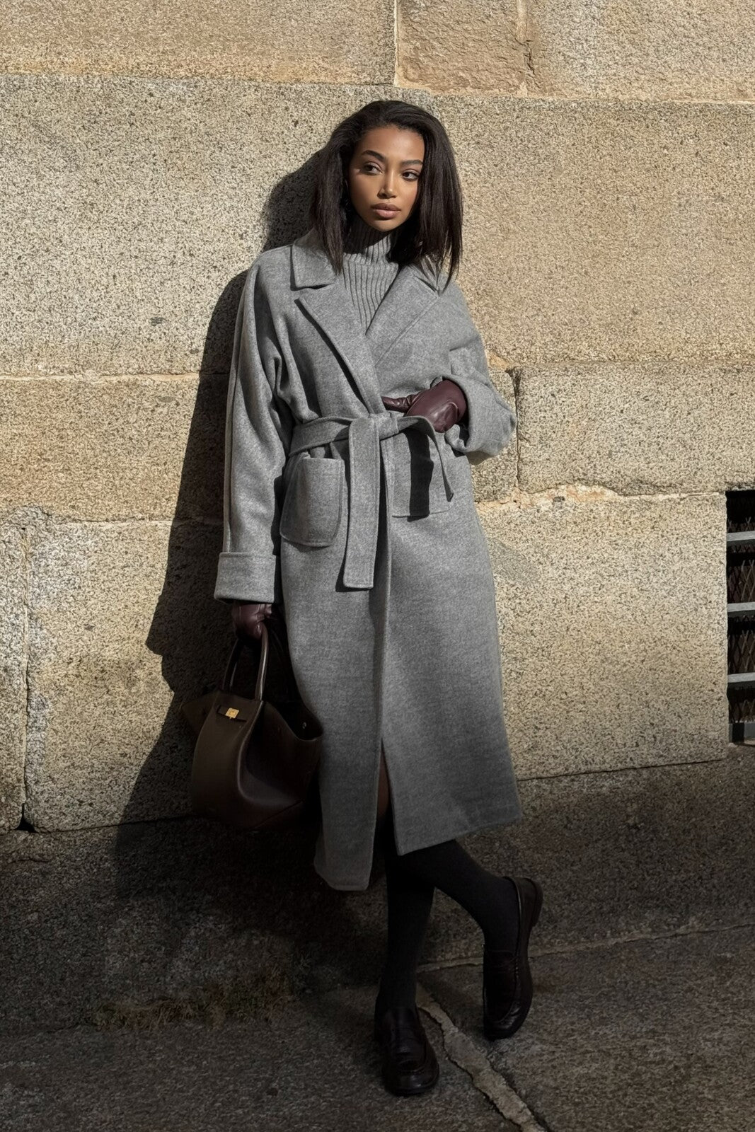 abrigo-gris-054kxe-1.jpg Outfit Abrigo Gris Largo Mujer Mujer Outfit Abrigo Gris Abrigo Largo De Lana Mujer Los Mejores - Imagen 1