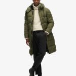 Hombre Abrigo largo acolchado Ripstop en verde musgo oscuro cuadrícula | Superdry ES