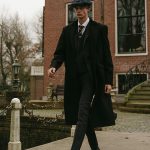 Abrigo largo de lana | Negro/Rojo | Hombre | Estilo vintage años 20