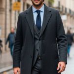 Abrigo Clásico de Lana gris oscuro