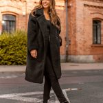 Abrigo forrado largo de invierno para mujer negro Bolf AN105
