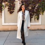 Elegante abrigo largo con botones, blanco 67%