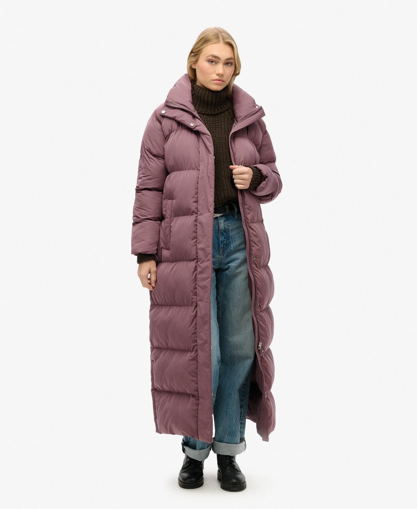 abrigo-largo-acolchado-mujer-510zru-1.jpg Mujer Abrigo acolchado extralargo en morado sílex | Superdry ES - Imagen 1