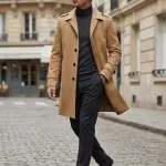 Abrigos largos ajustados y chic en color camello para hombre Milanoo.com