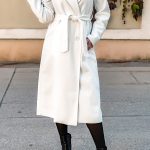 Elegante abrigo largo con botones, blanco 67%