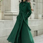Abrigo de lana, Abrigo largo de lana, Abrigo de lana verde, Abrigo de mujer, Abrigo largo de lana, Abrigo de invierno para mujer, Gabardina, Abrigo de lana de corte A, Ylistyle C4505
