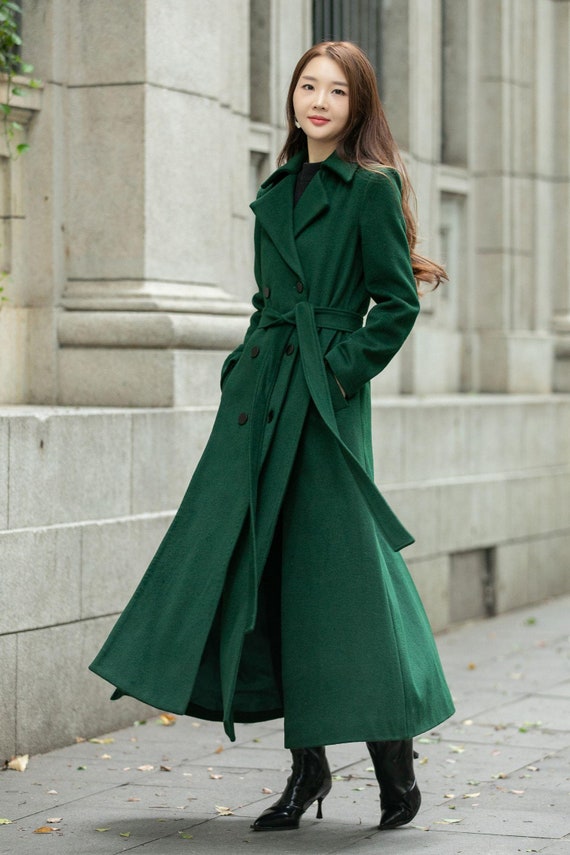 abrigos-largos-629zrc-1.jpg Abrigo de lana, Abrigo largo de lana, Abrigo de lana verde, Abrigo de mujer, Abrigo largo de lana, Abrigo de invierno para mujer, Gabardina, Abrigo de lana de corte A, Ylistyle C4505 - Imagen 1