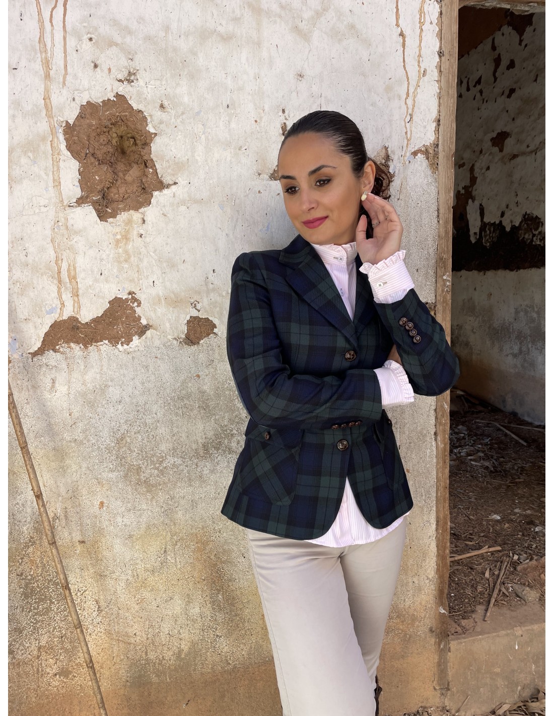 americana-cuadros-mujer-818dqa-1.jpg CHAQUETA AMERICANA AZUL MARINO - Imagen 1