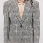 Blazer estructurado de cuadros en mezcla de viscosa | Estampado | Patrizia Pepe