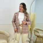 Blazer cuadros pastel rosa