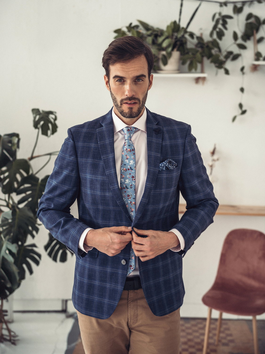 blazer-cuadros-670lkl-1.jpg Blazer para hombre de cuadros atemporal en color azul marino 16635 - Imagen 1