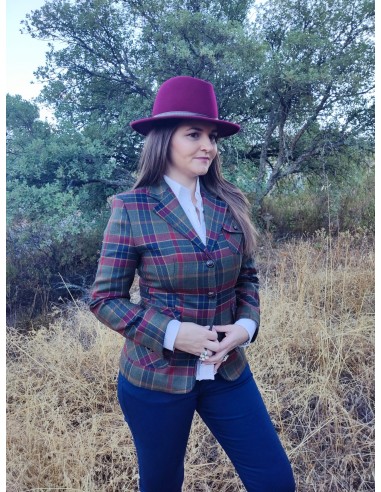 blazer-cuadros-mujer-160chl-1.jpg Americana tweed a cuadros burdeos, marino, verde kaki 🦌 | - Imagen 1