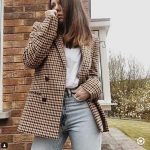 Blazer a cuadros para mujer, abrigo a cuadros de manga larga con doble botonadura, traje de chaqueta Formal, prendas de vestir exteriores para primavera Compra barata en Joom