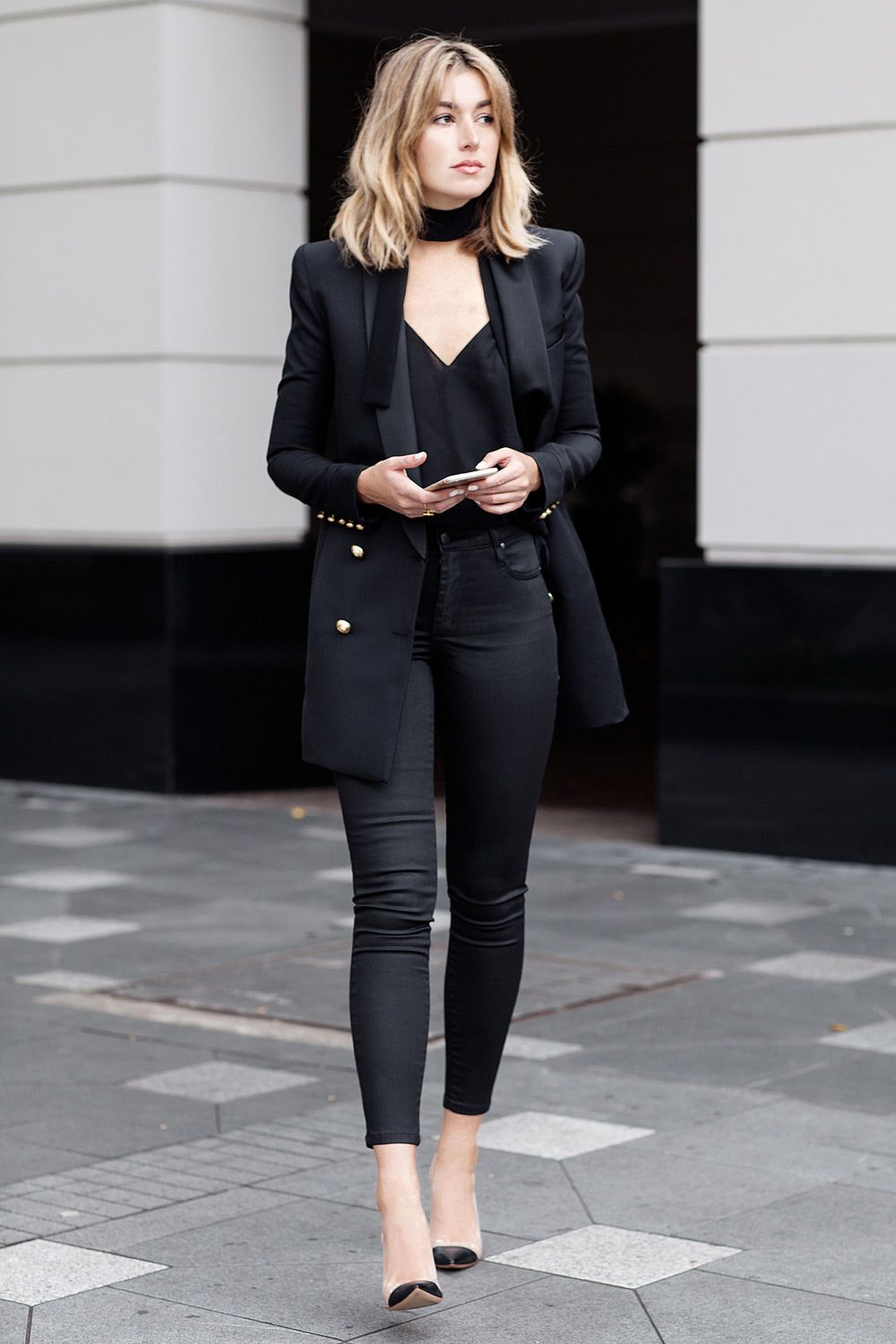 blazer-negra-mujer-827wld-1.jpg Chaqueta Outfit Con Blazer Negra Blazer Negro Outfit Con Pantalon Negro Para Oficina Blazer Mujer - Imagen 1