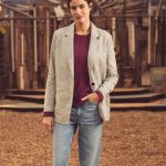 Blazer oversize pepita cáñamo y algodón orgánico mujer