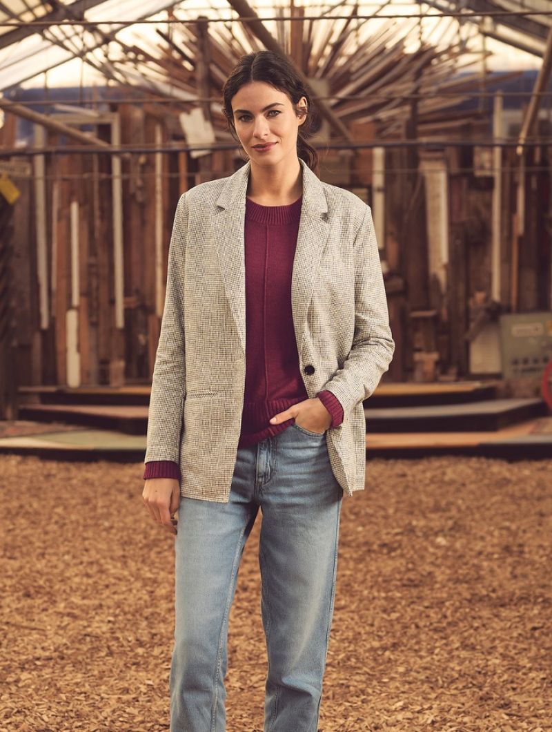 blazer-oversize-mujer-136tur-1.jpg Blazer oversize pepita cáñamo y algodón orgánico mujer - Imagen 1