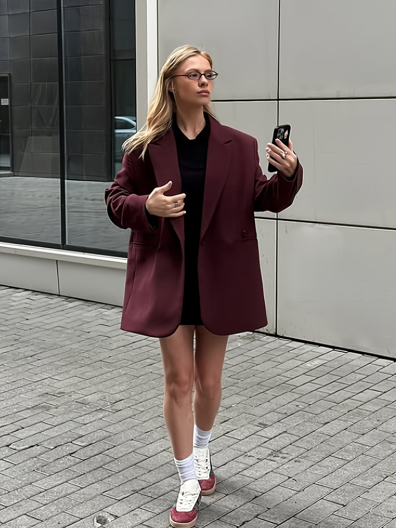 blazer-oversize-mujer-278ywo-1.jpg Rovella – Blazer oversize para mujer en color burdeos clásico – Walther Mode - Imagen 1