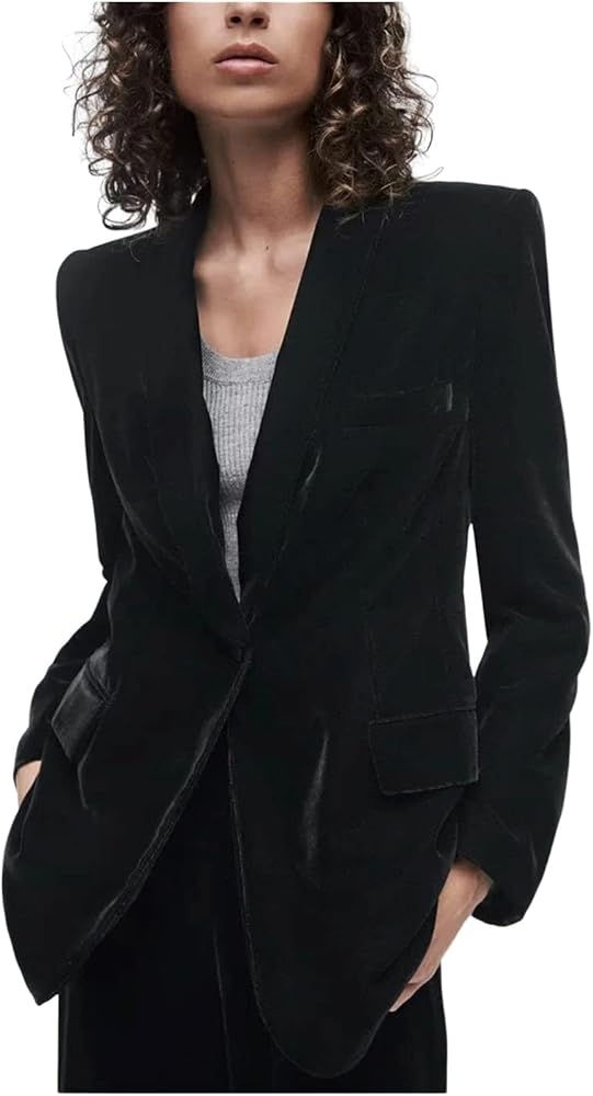 blazer-terciopelo-mujer-008seb-1.jpg YonYeHong Chaqueta De Traje De Terciopelo De Mujer Blazer Casual De Collar Retro: Amazon.es: Moda - Imagen 1