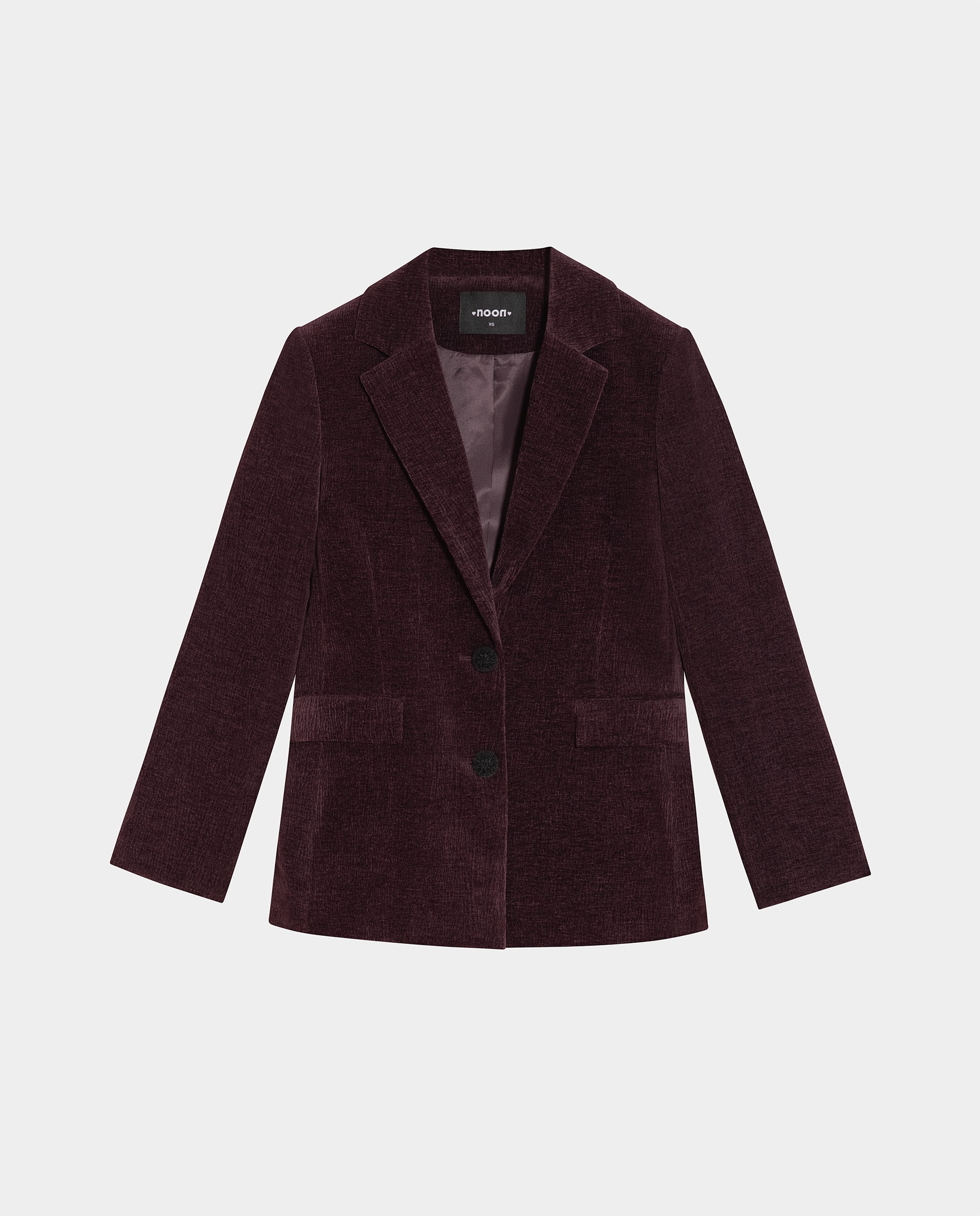 blazer-terciopelo-mujer-770nyk-1.jpg Blazer mujer de corte recto de terciopelo Noon Burdeos · El Corte Inglés - Imagen 1