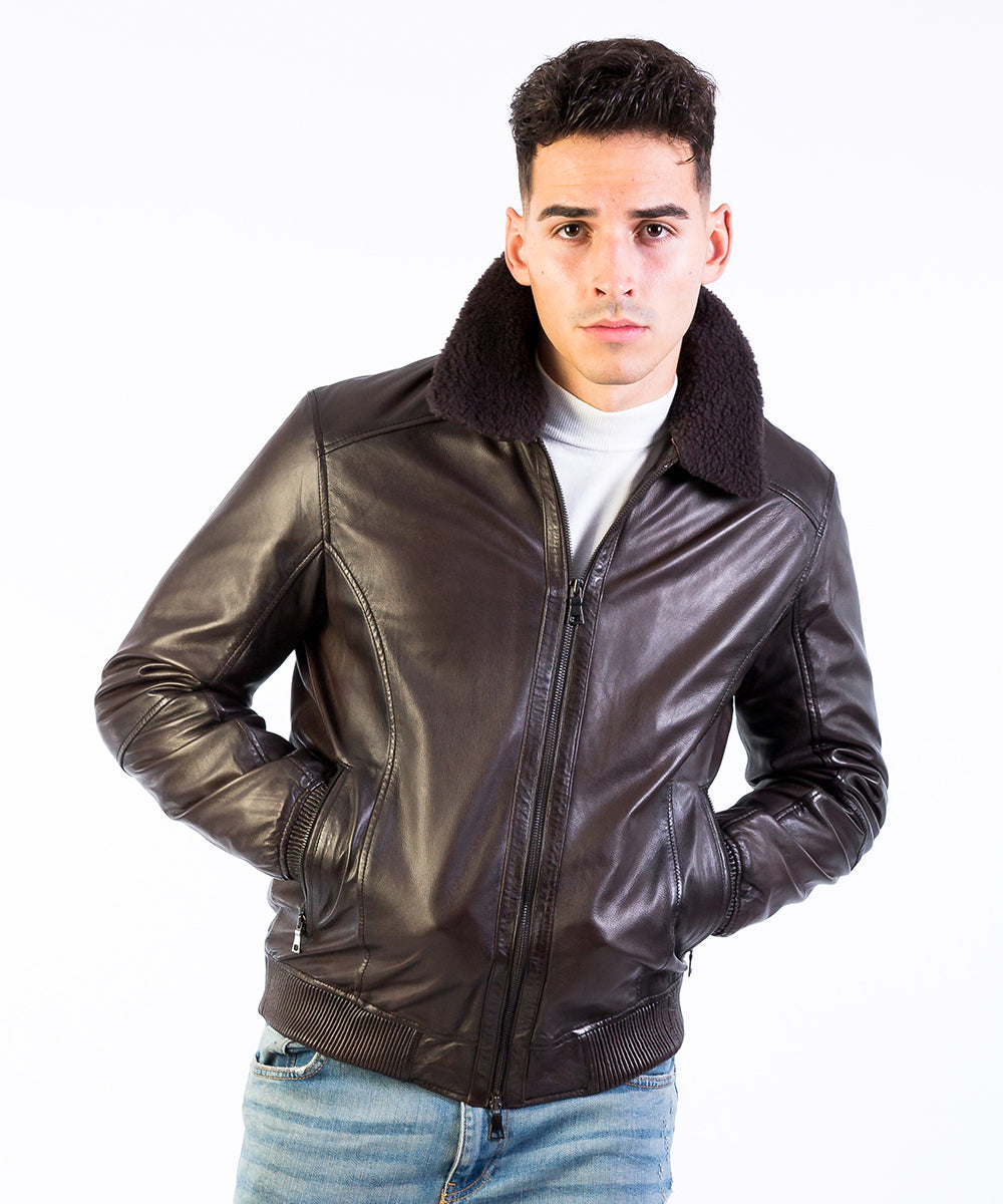 chaqueta-aviador-hombre-275ttm-1.jpg Cazadora aviador de napa con cuello de mouton hombre - Imagen 1
