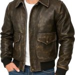 Fashion First Chaqueta de cuero para hombre A2 Flight Pilot Vintage Air Force Aviator Cockpit Bomber, Marrón envejecido., XXS: Amazon.es: Moda