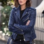 Chaqueta de cuero azul marino para mujer / Elegante chaqueta de cuero para motociclista / Chaqueta de motociclista de corte entallado / Chaqueta para fiesta de Halloween Azul marino Etsy España