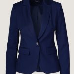 Chaqueta elegante para mujer de color azul oscuro con estampado liso 17789