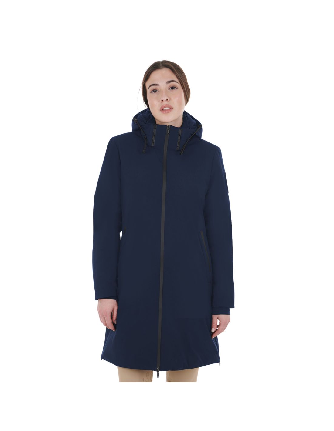 chaqueta-azul-marino-mujer-735xry-1.jpg Chaqueta Larga Impermeable Y Cortavientos Mujer Azul Marino - Imagen 1
