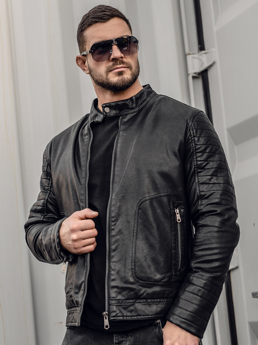 chaqueta-biker-822rgn-1.jpg Hombre Chaqueta de cuero biker forrada Negro Bolf 92531 - Imagen 1