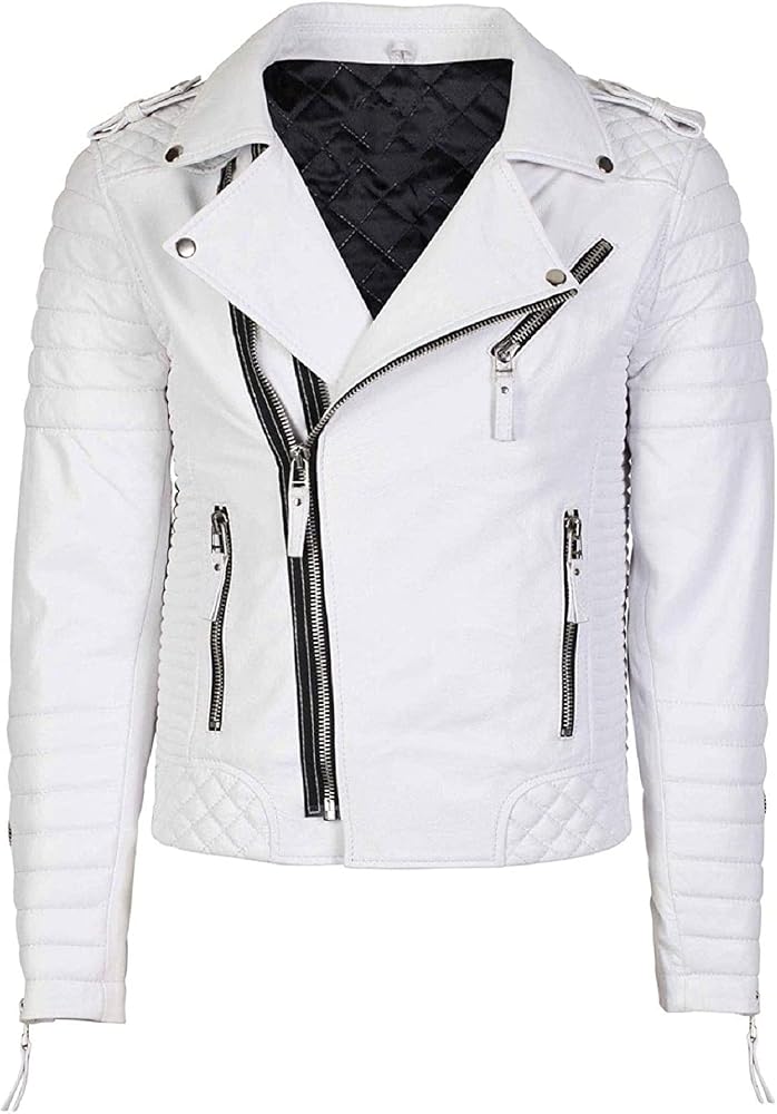 chaqueta-blanca-671mcp-1.jpg Chaqueta de cuero para hombre Brando para motocicleta Negan Bomber Biker Blanco Cuero Real Chaqueta Hombres - Imagen 1