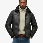 Hombre Chaqueta de aviador de borrego sintético en negro | Superdry ES