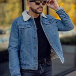 Chaqueta vaquera trucker aislante para hombre azul con cuello de borrego Bolf 1157