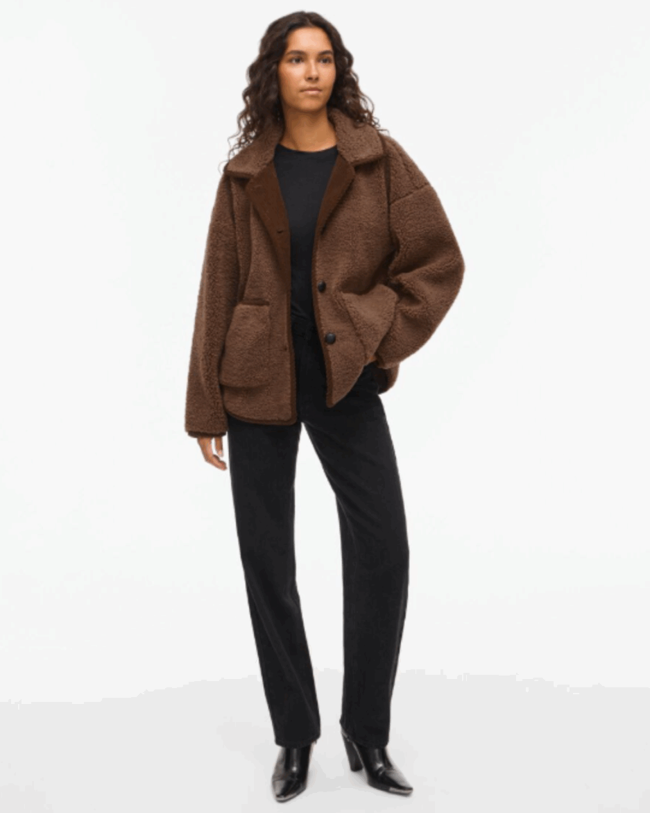 chaqueta-borreguito-248mnu.png Chaqueta borreguito mujer marrón VILA | Vimelusa Teddy | Ouka - Imagen 1