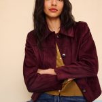 Chaqueta corta de mujer efecto ante Easy Wear Burdeos 34/XS