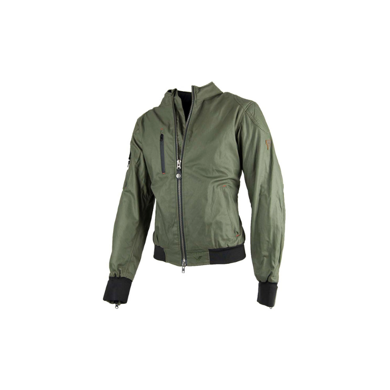 chaqueta-de-moto-hombre-849mac.png chaqueta moto hombre verano de algodón encerado By City sport II estilo retro con protecciones color verde oliva Tallas Ropa S - Imagen 1