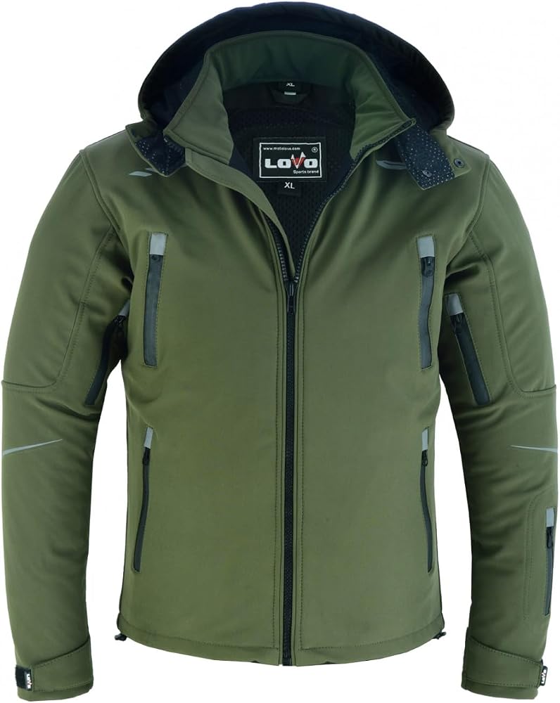 chaqueta-de-moto-hombre-978pjz-1.jpg Chaqueta softshell con protecciones para moto color verde (hombre) (S) : Amazon.es: Coche y moto - Imagen 1