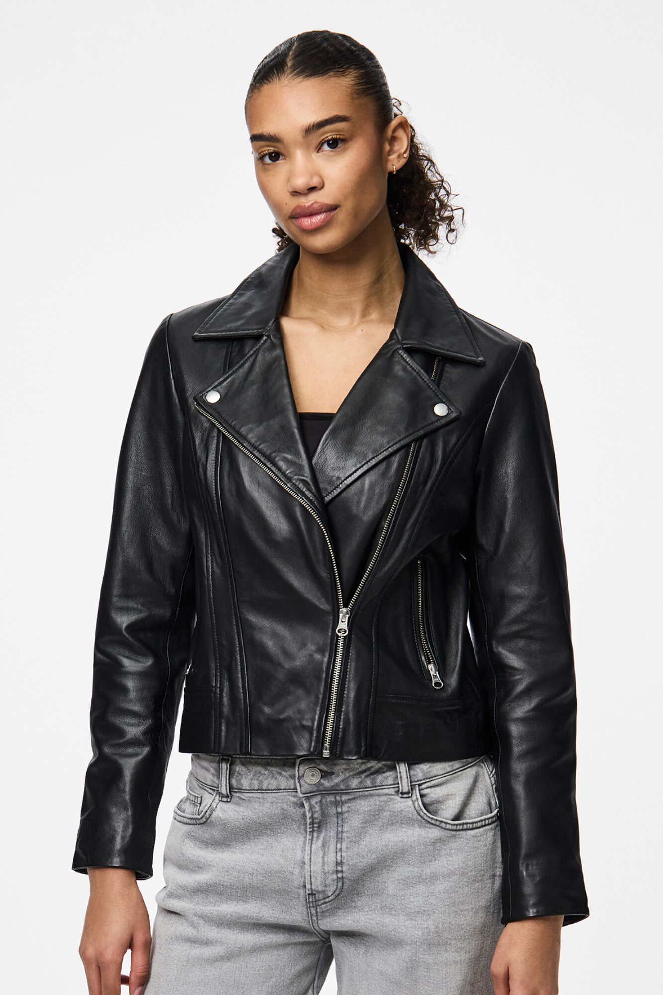chaqueta-de-piel-mujer-609mud-1.jpg Chaqueta de piel tipo biker | Chaquetas de Mujer | SPF - Imagen 1