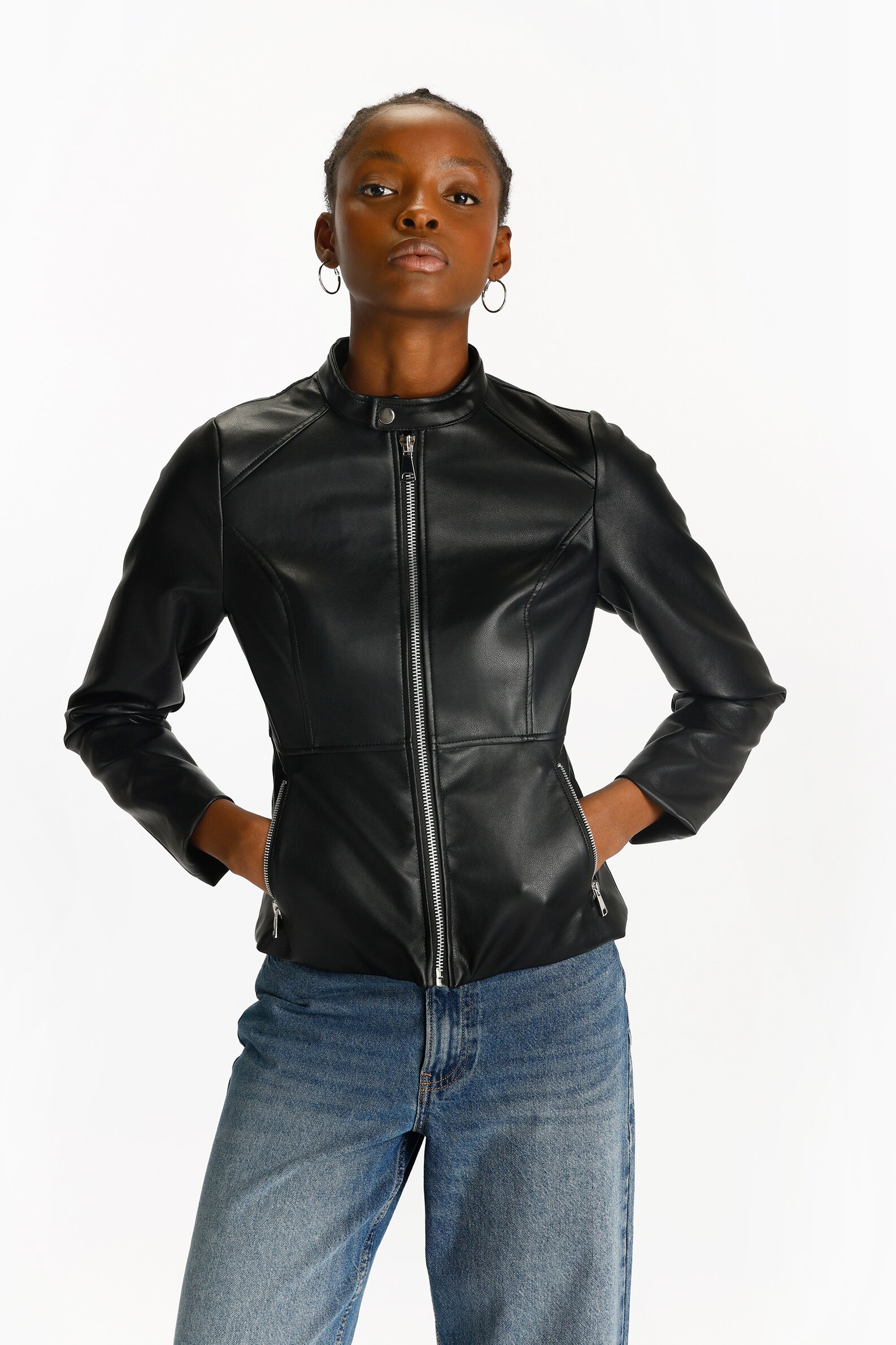 chaqueta-de-piel-mujer-858gwc-1.jpg Piel Mujer Chaqueta Cuero Y Pelo Cazadora Piel Chaquetas Biker Mujer Baratas Cazadora Biker Mujer - Imagen 1