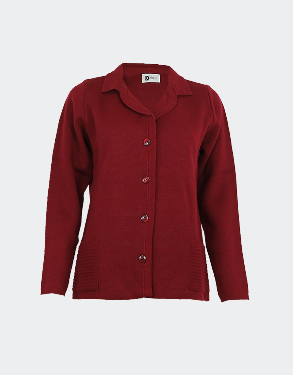 chaqueta-de-punto-mujer-469agy-1.jpg Chaqueta punto mujer cuello solapa y bolsillos - Imagen 1