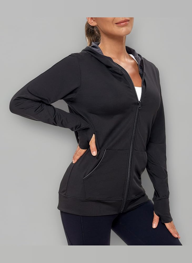 chaqueta-deportiva-mujer-802kbr-1.jpg AMZSPORT Chaqueta Deportiva Mujer Sudadera Capucha Running Cremallera con Orificios para los Pulgares, Negro S : Amazon.es: Moda - Imagen 1