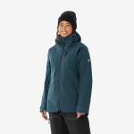 Chaqueta de esquí y snowboard cálida y transpirable mujer, FR 500 verde abeto